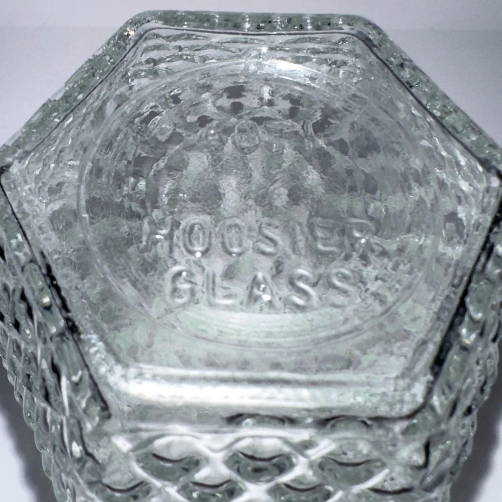 Vintage Hoosier Glass #4071 Hexagonal Base Diamond‎ Pattern  5.5